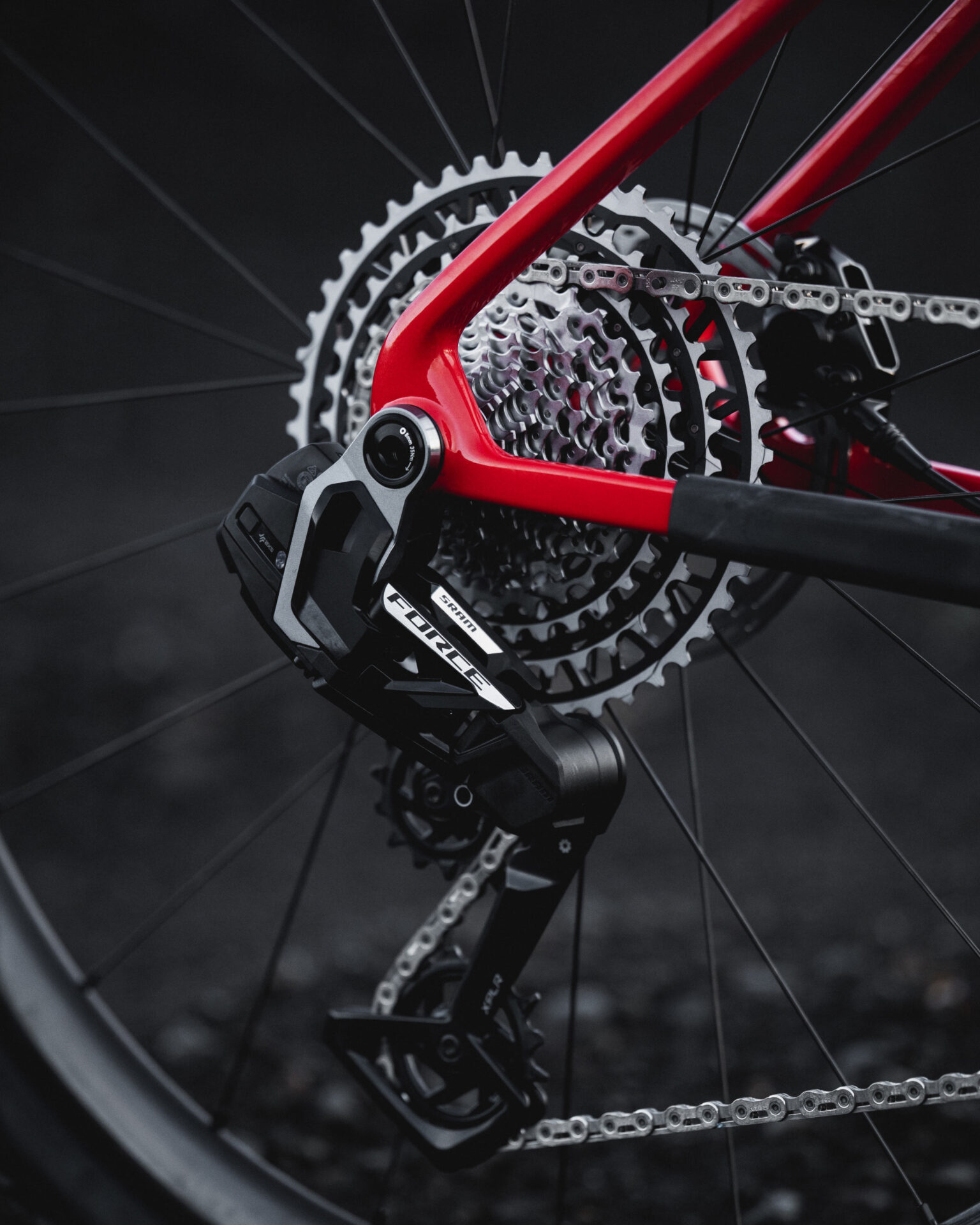 closeup of new kvika red color for lauf seigla gravel bike.