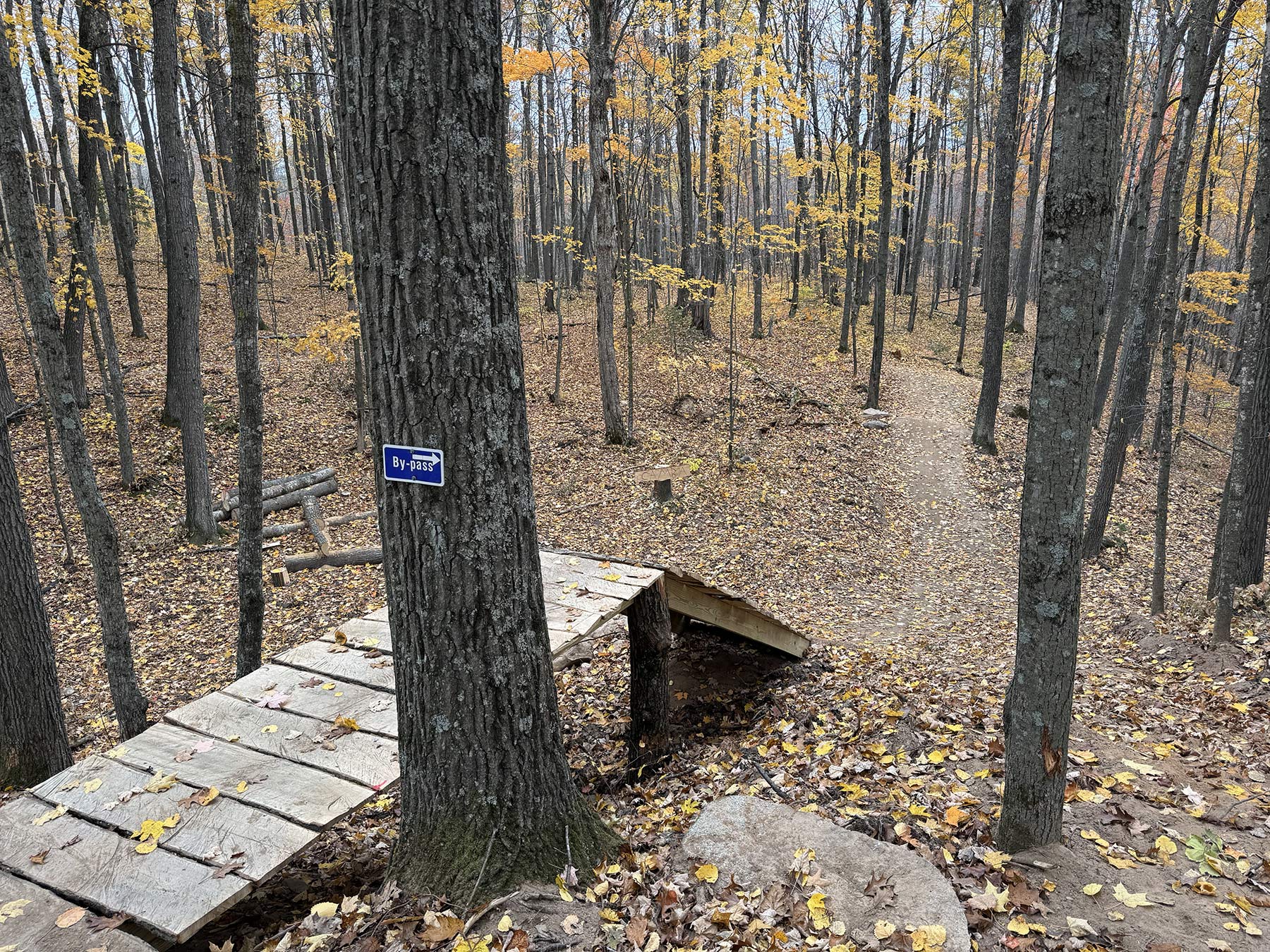features and signs on camba mountain bike trails in cable wisconsin.