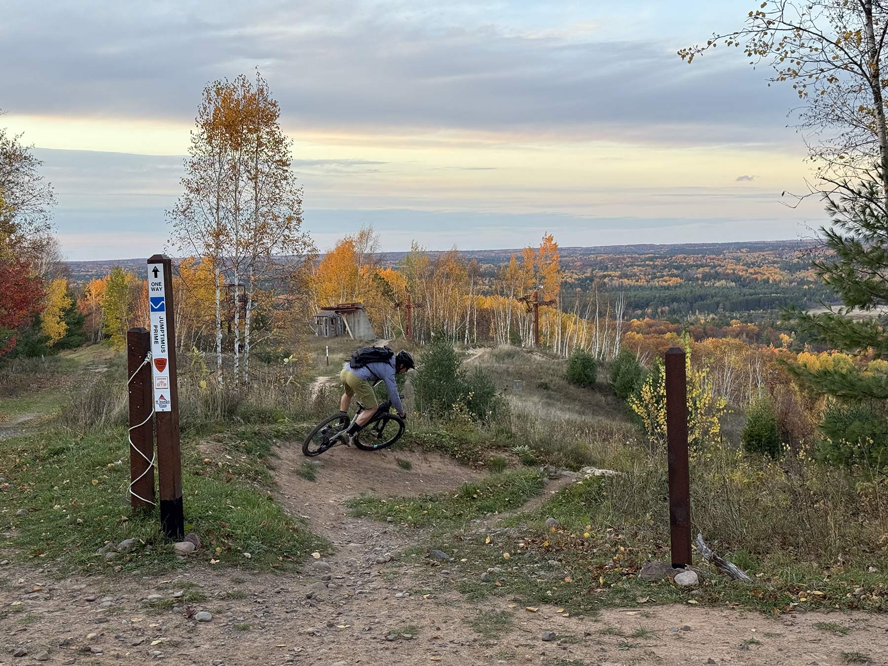 mountain biker riding mt telemark village mountain bike trails in cable wisconsin.