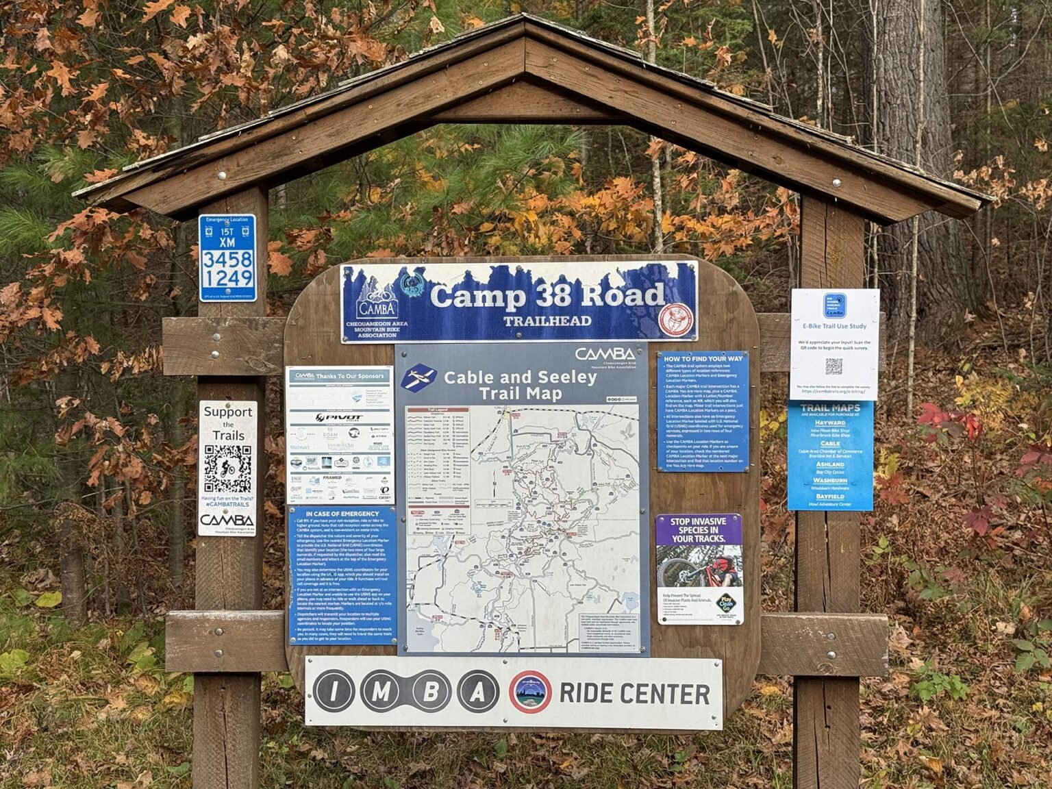 features and signs on camba mountain bike trails in cable wisconsin.