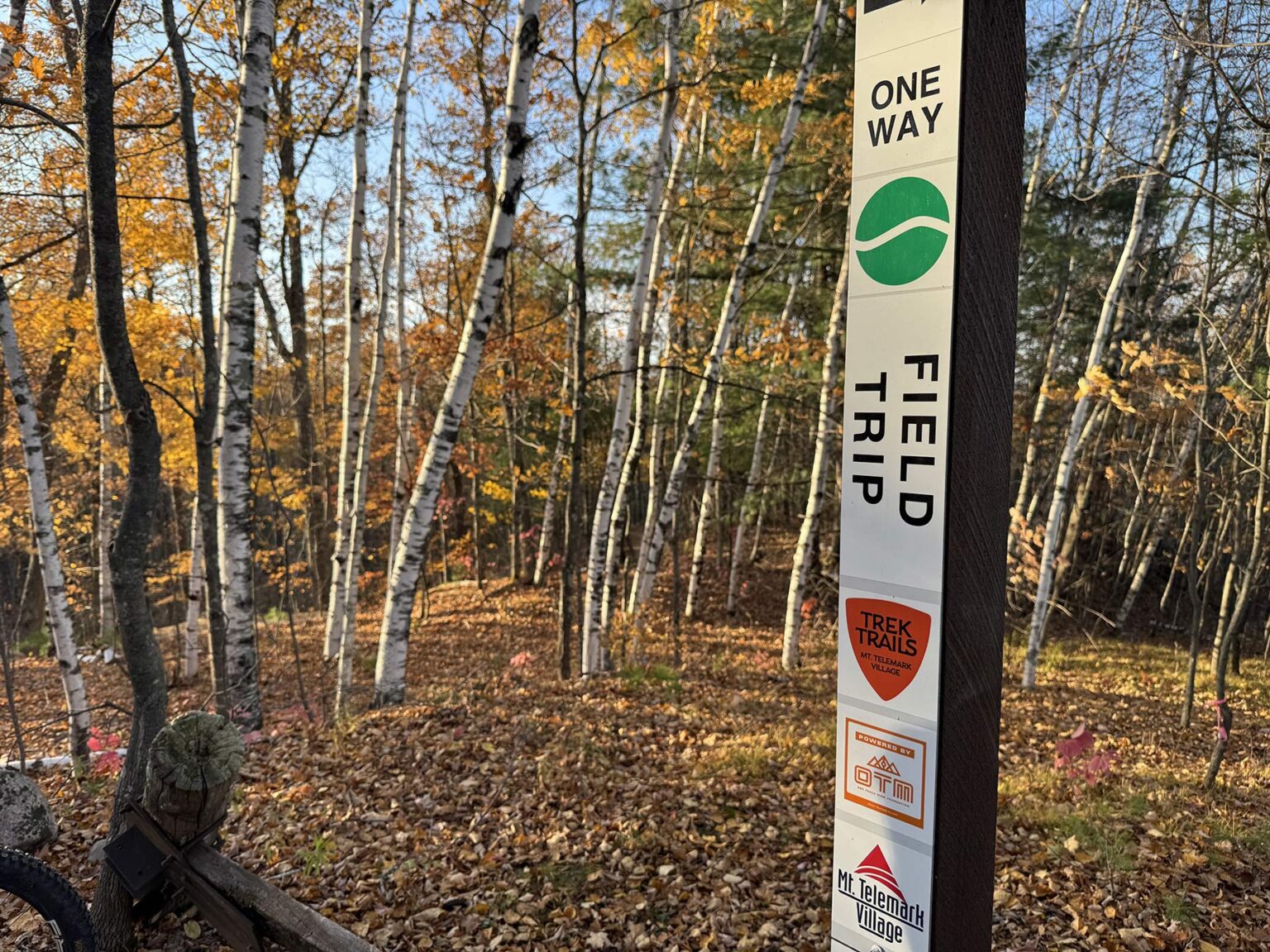 features and signs on camba mountain bike trails in cable wisconsin.