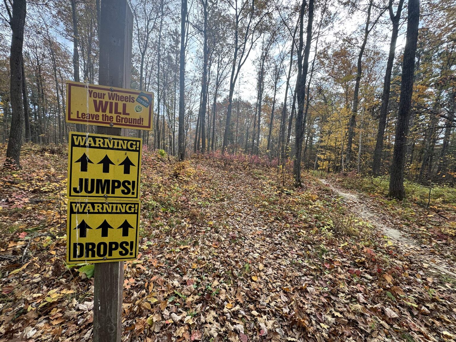 features and signs on camba mountain bike trails in cable wisconsin.