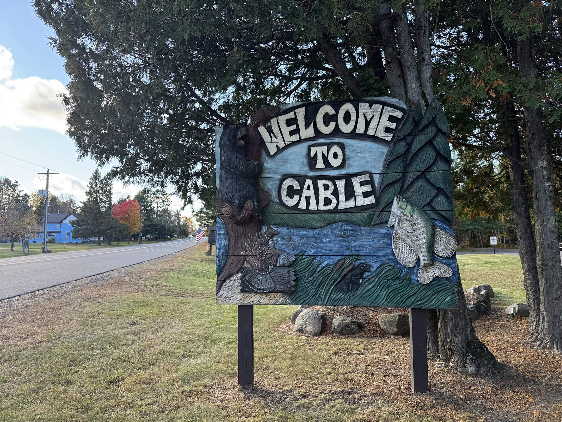 welcome to cable wisconsin sign.