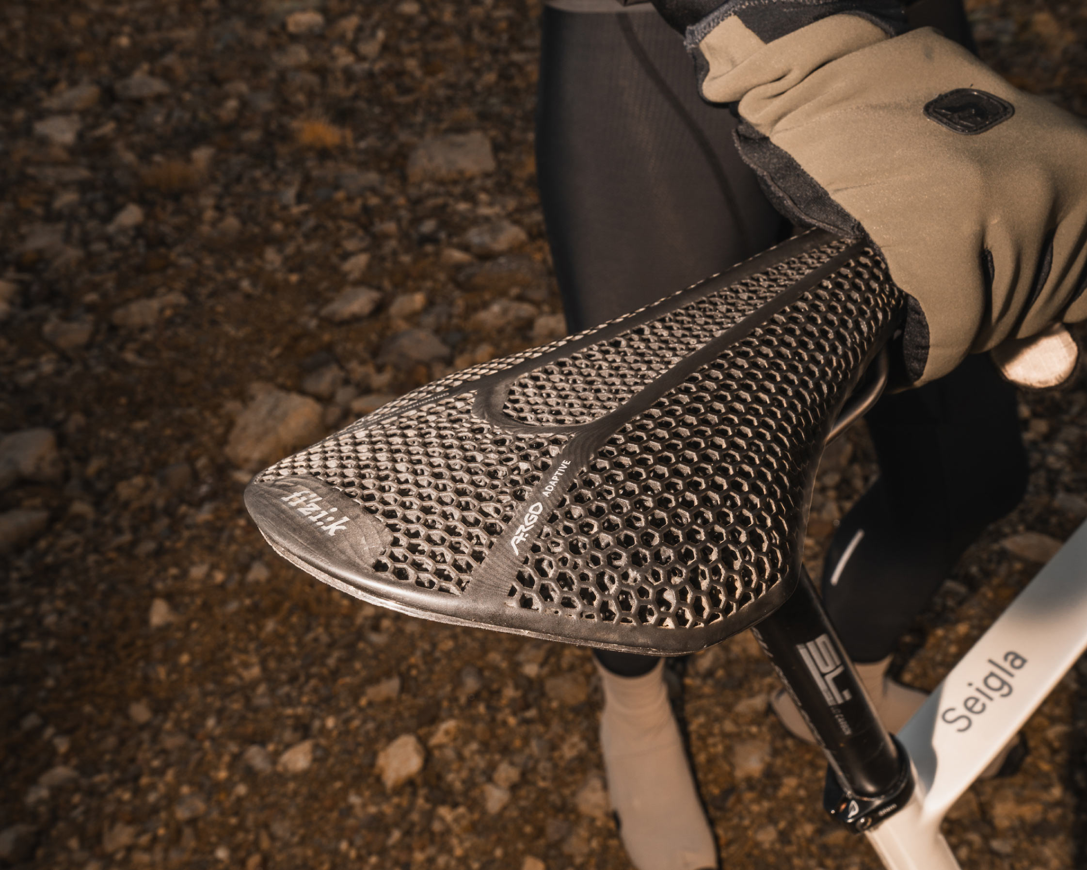 closeup details of lauf siegla ultimate r gravel bike limited edition.