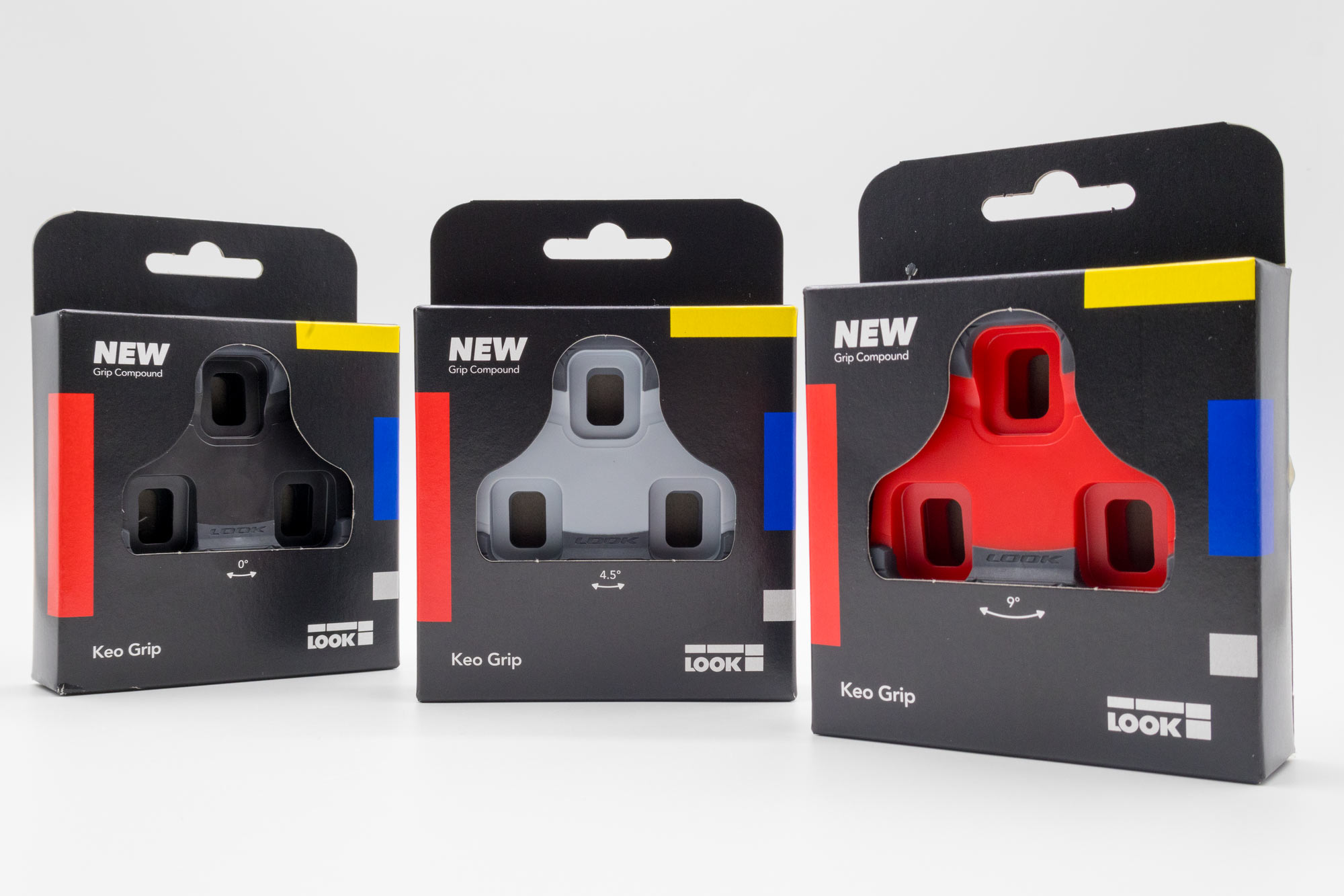 look keo grip 3k road cycling cleats with improved traction shown in packaging.