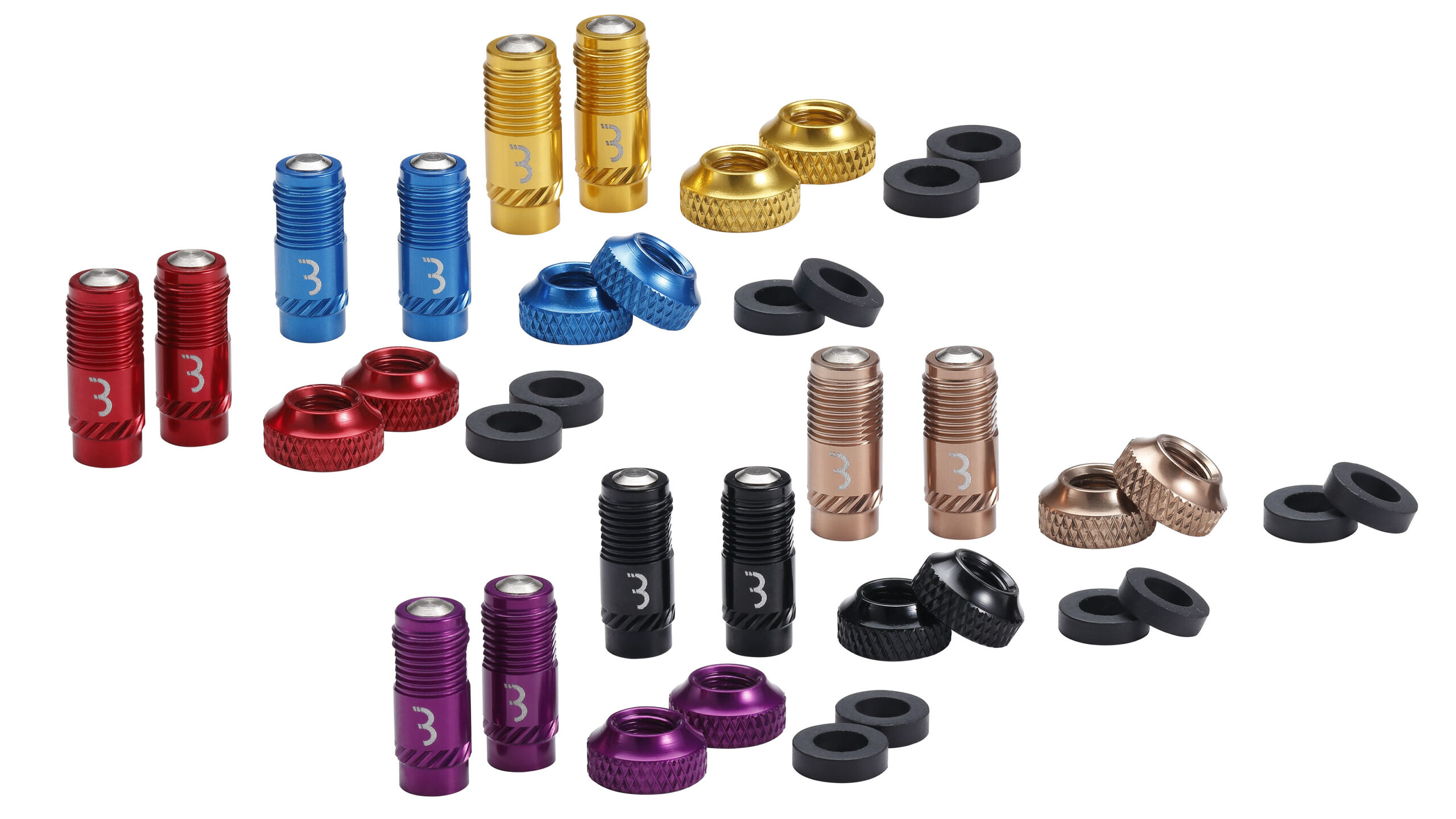 BBB CoreCap all-new bicycle tire valve, capless Schrader on Presta stem, upgrade kit color options