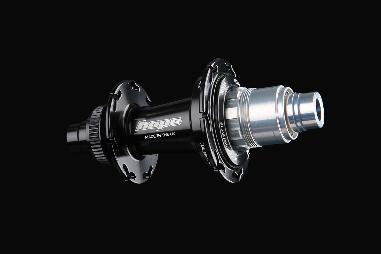 studio image of the Hope Pro 5 Hook flange hub with a black background