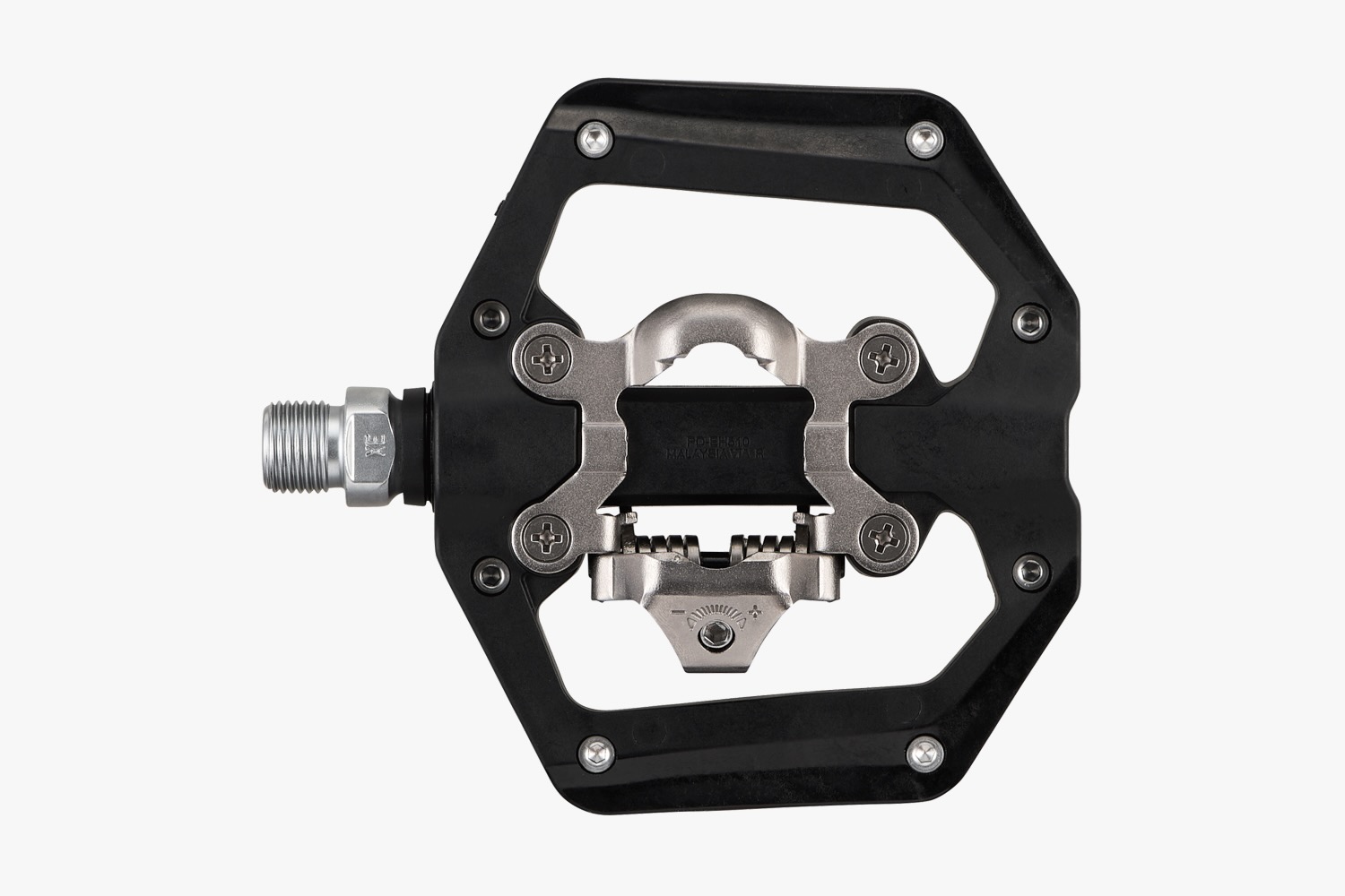 studio image of the clip side of the Shimano PD-EH510 from above