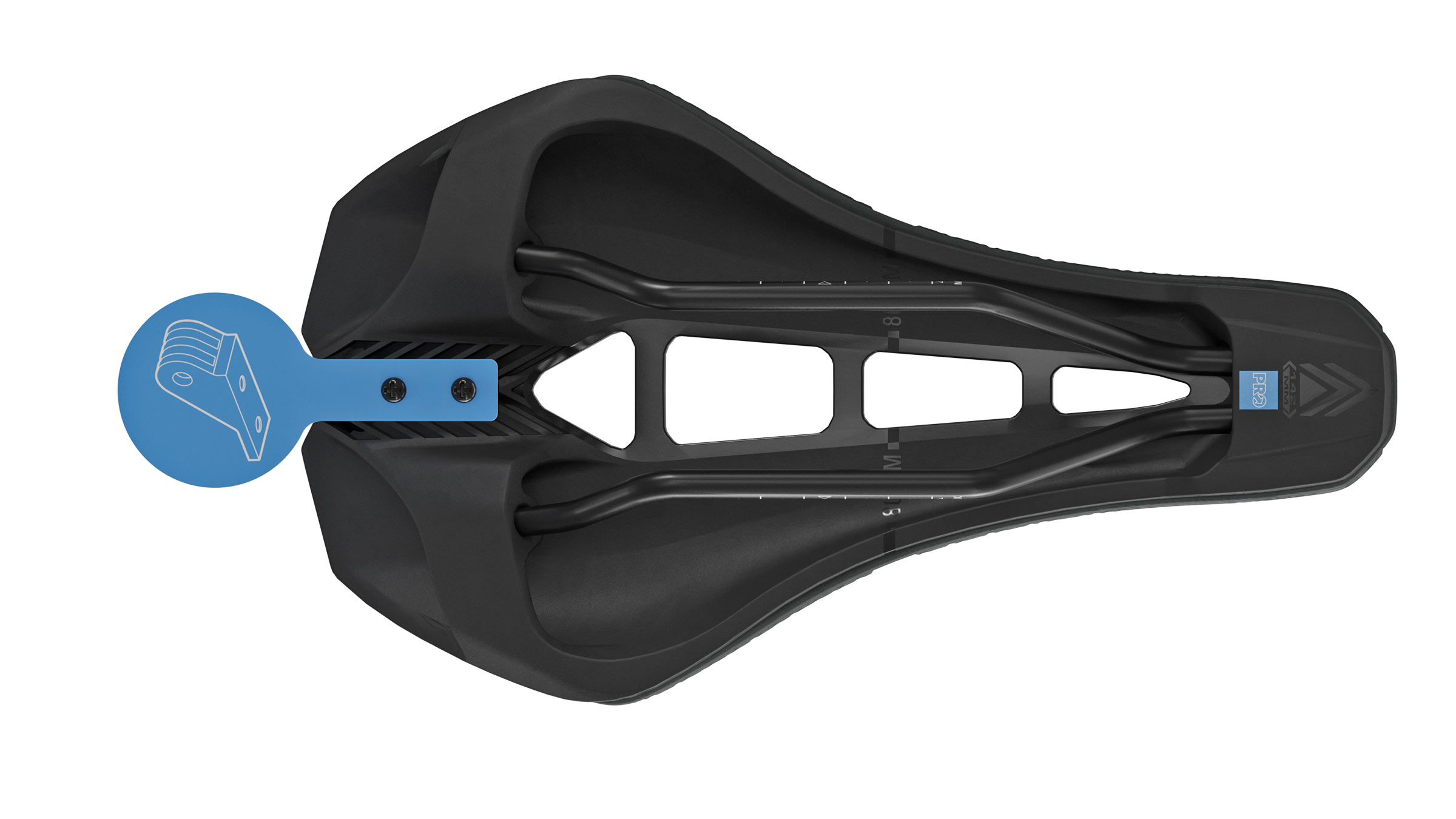 PRO Stealth 3D Performance 142 saddle with 3D-printed padding, carbon-reinforced shell underside