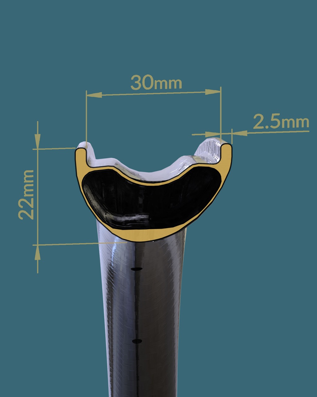 Berd Spokes HAWK30 Gold Wheelset cut away