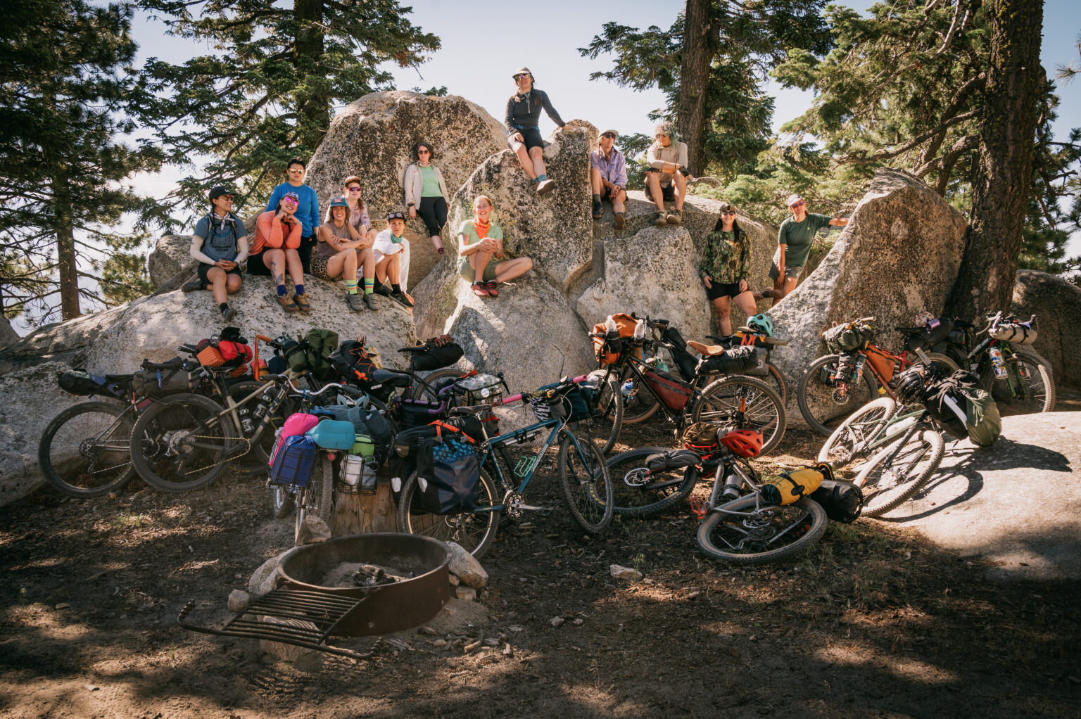 A bikepacking group out on the trail