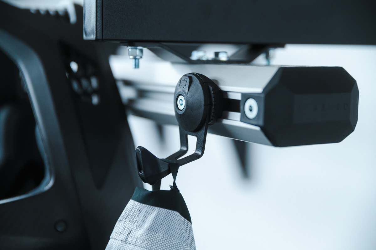 Stashed Products LodeStar rack system, hook on rail