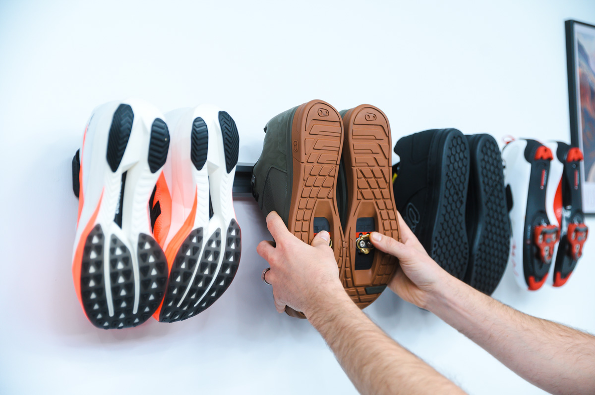 Stashed Products LodeStar rack system, shoes on rail