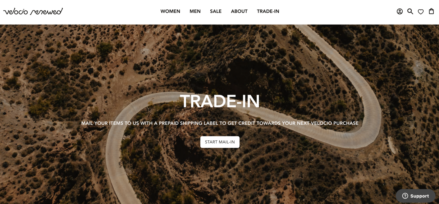 Velocio Trade-In program accepts old velocio apparel for credit