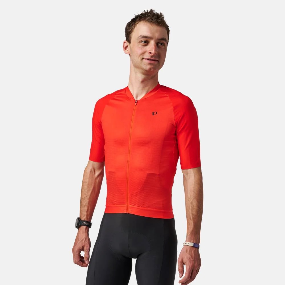 studio image of the Pearl Izumi Red men's jersey in cherry tomato
