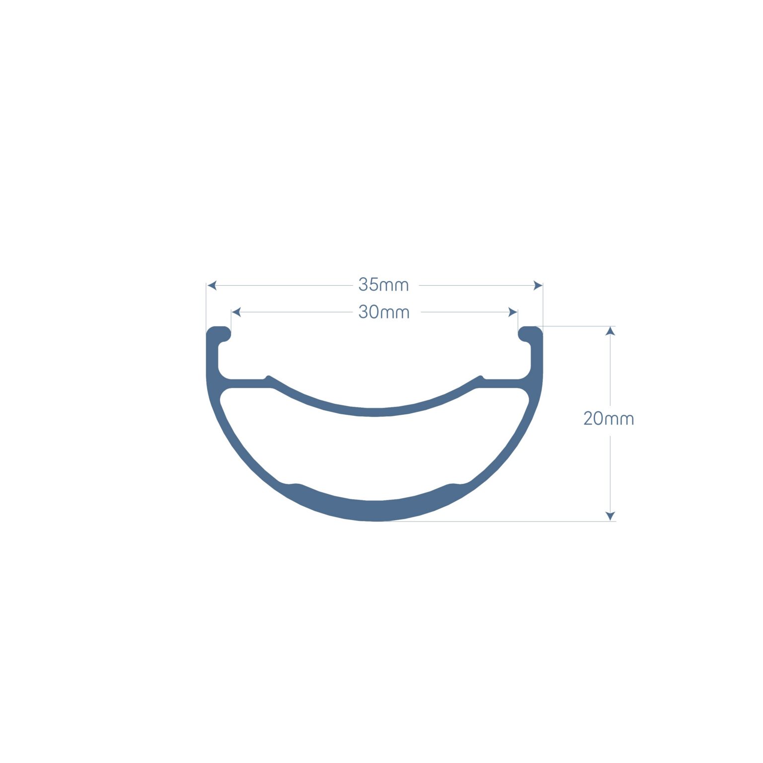 graphic showing the rim profile of the DH Alloy wheels.