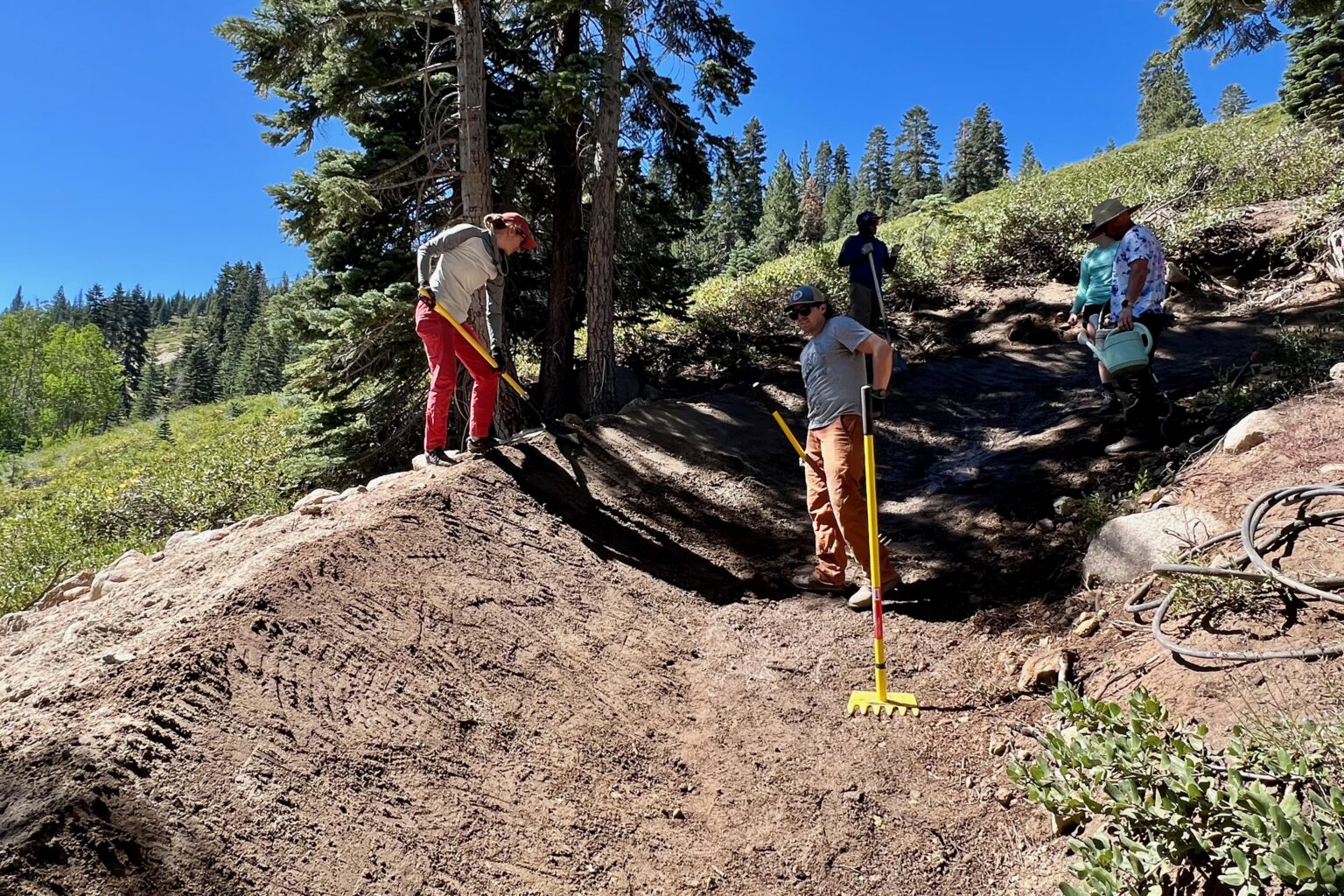 volunteers doing trail work on Sky Taverns trails