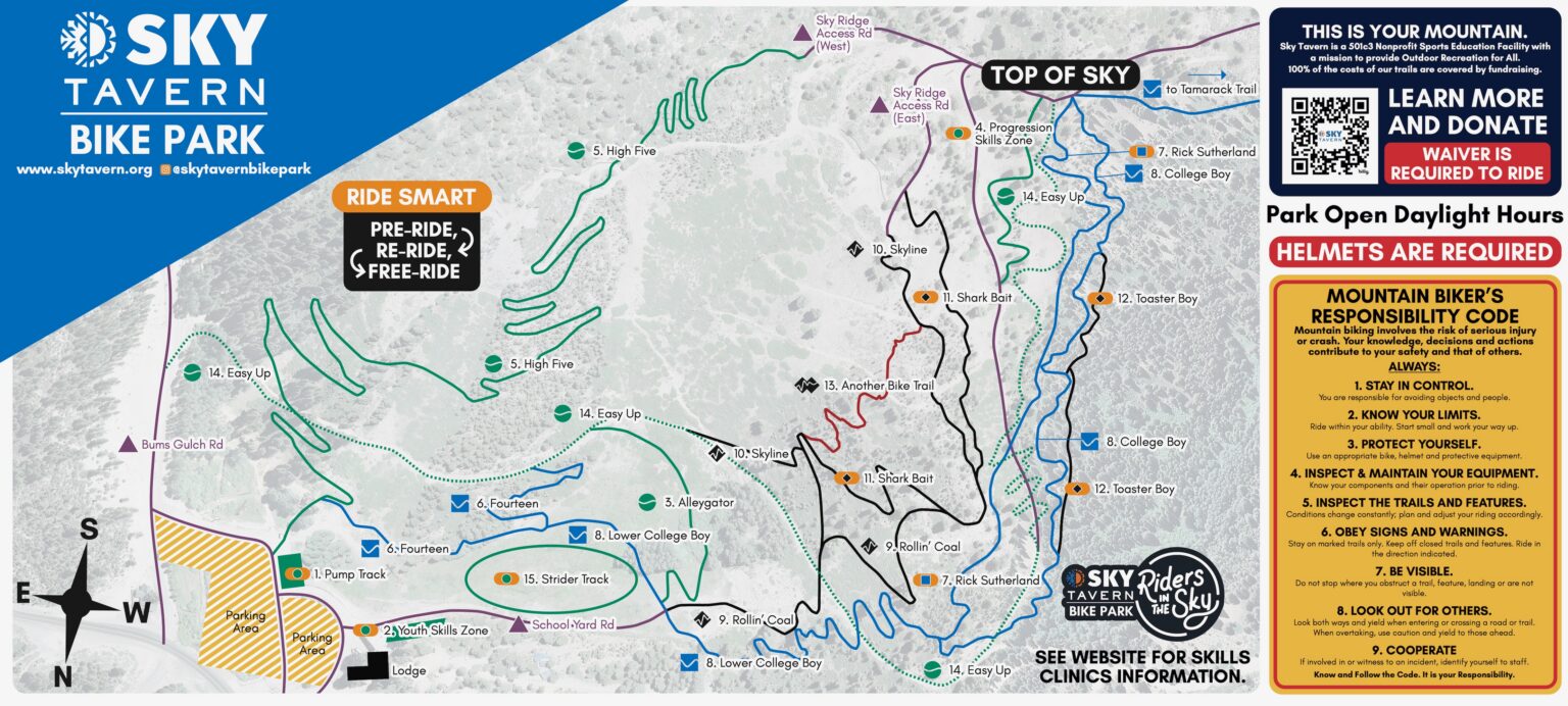 the Sky Tavern Bike Park Map