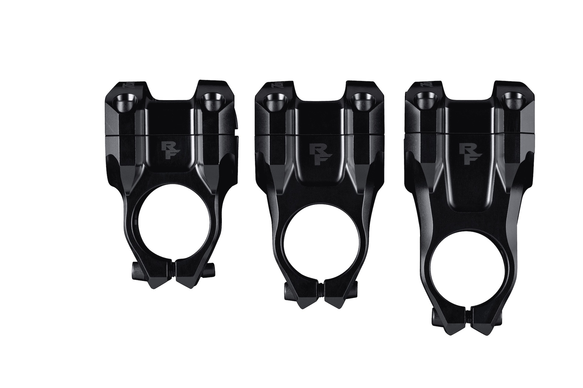 the three size options of the new Turbine stem side by side for size comaprison.