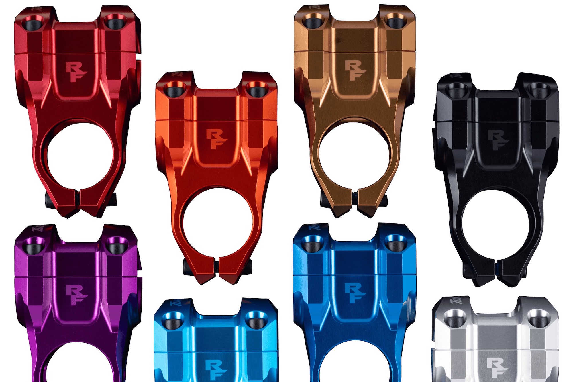 studio image showing the Race Face Turbin stem in all eight colors