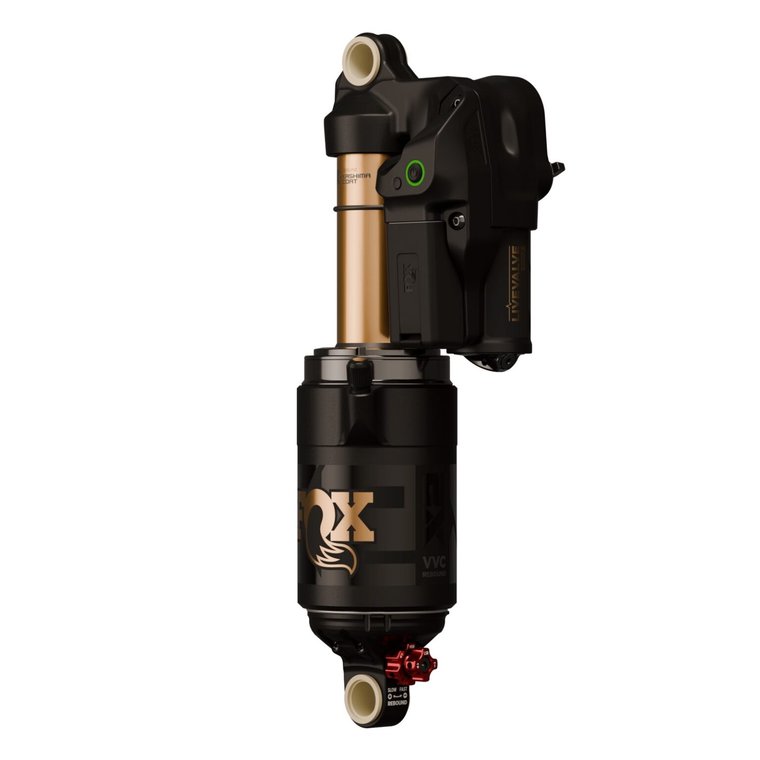 studio image of the Fox Float X2 Live Valve Neo shock with a standard mount