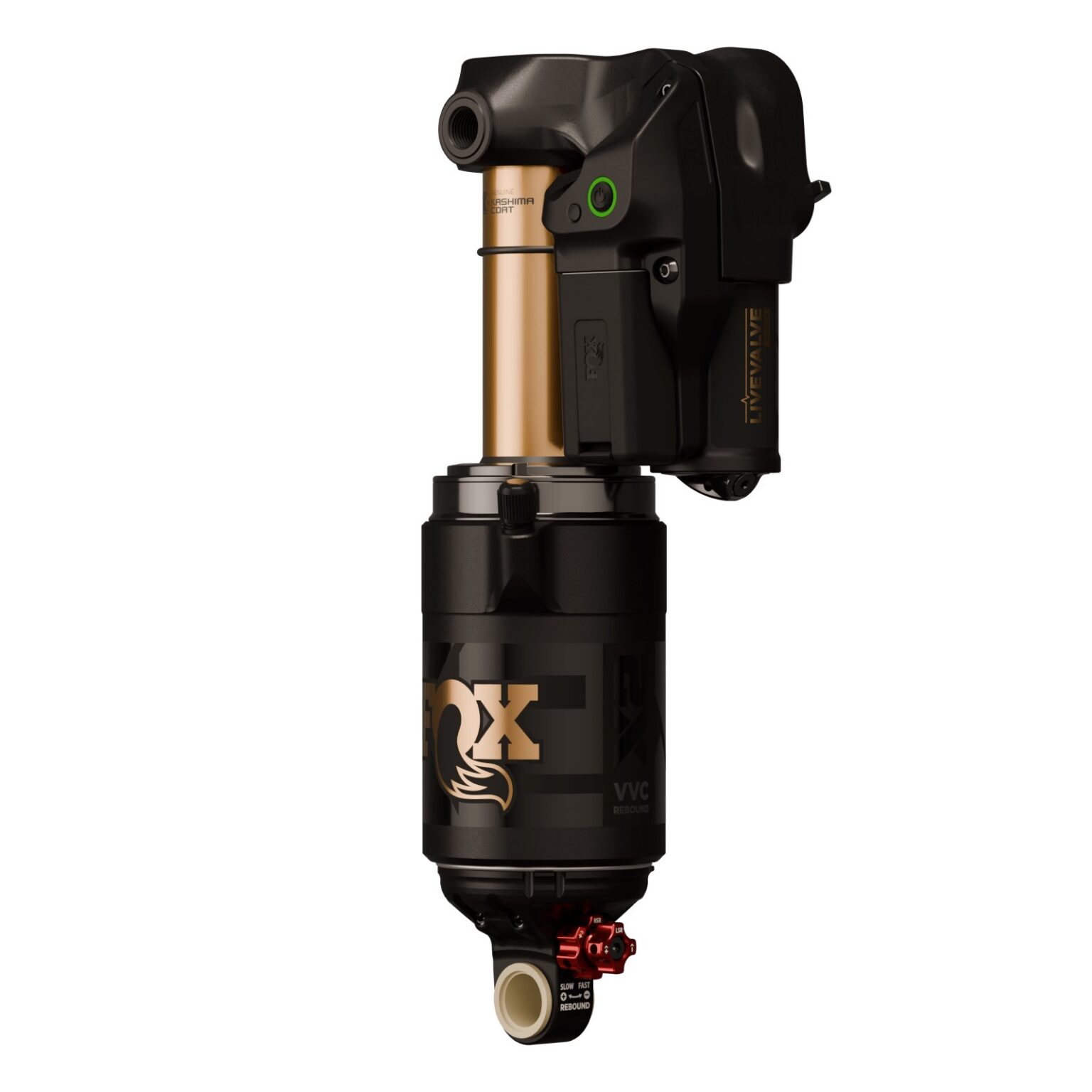 studio image of the Fox Float X2 Live Valve Neo shock with a trunnion mount