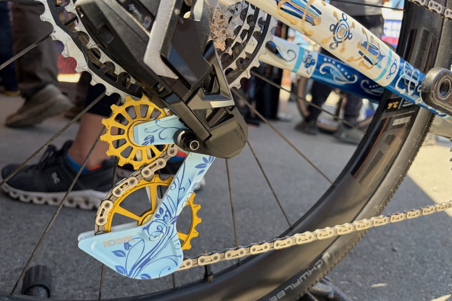 custom painted Kogel Collosus cage to match the bike frame at the Kogel booth.