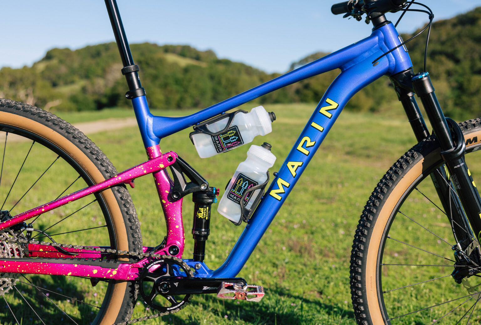 two water bottles on the marin tam across all sizes