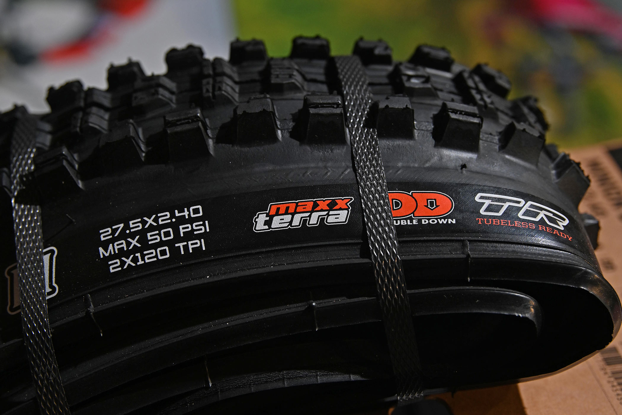 grippier, more durable single compound Maxxis MaxxTerra trail tire rubber: new sidewall marking