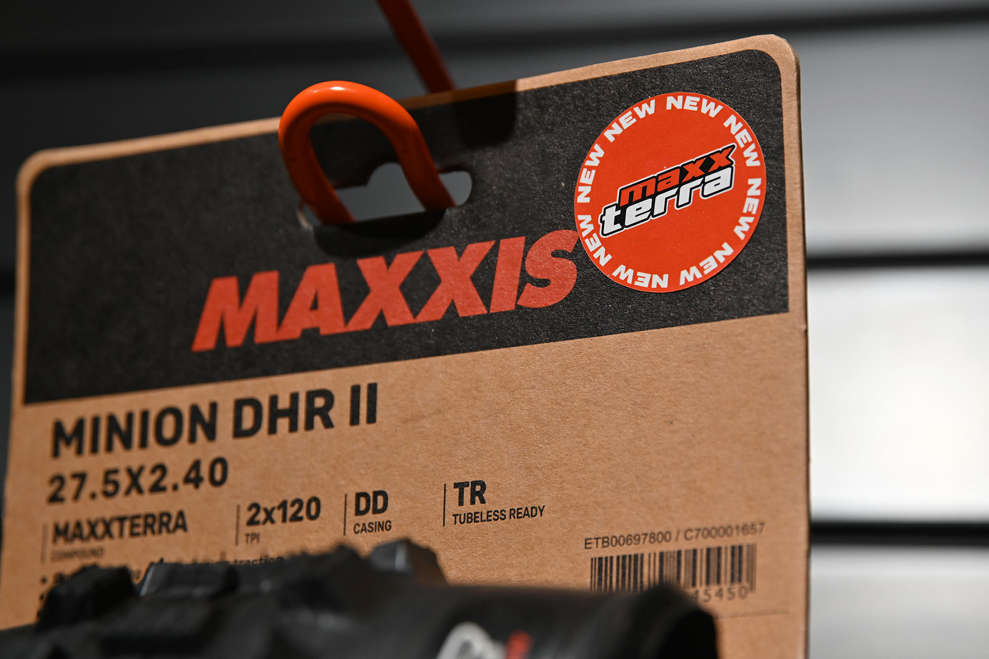 grippier, more durable single compound Maxxis MaxxTerra trail tire rubber, new packaging label