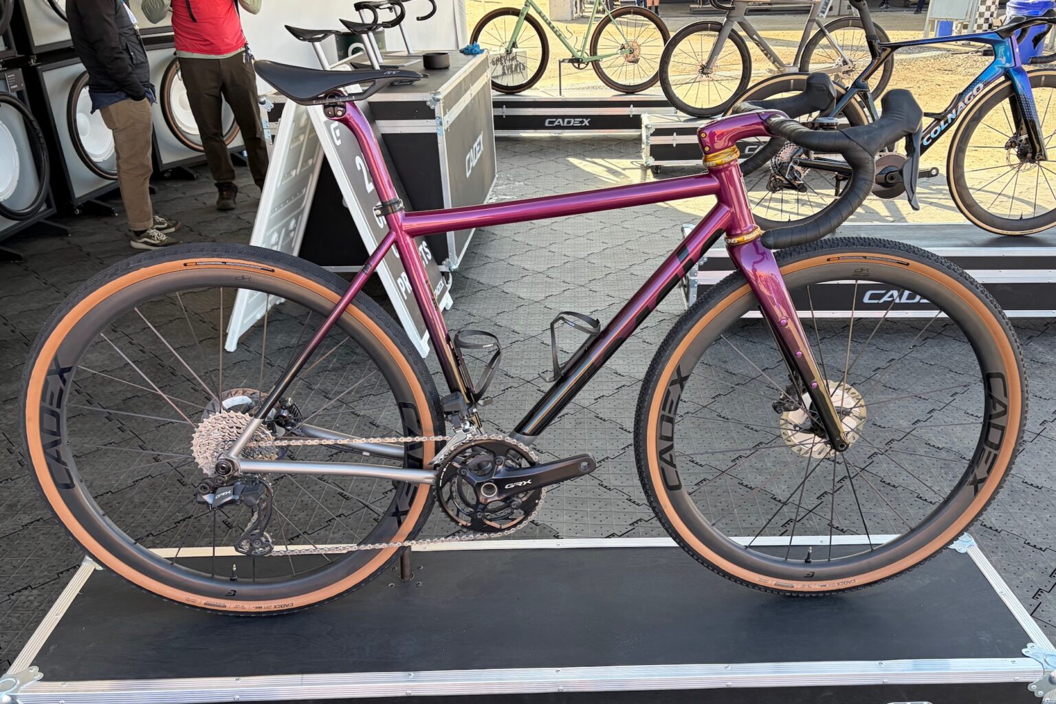 a custom painted Mosaic gravel frame in the Cadex booth