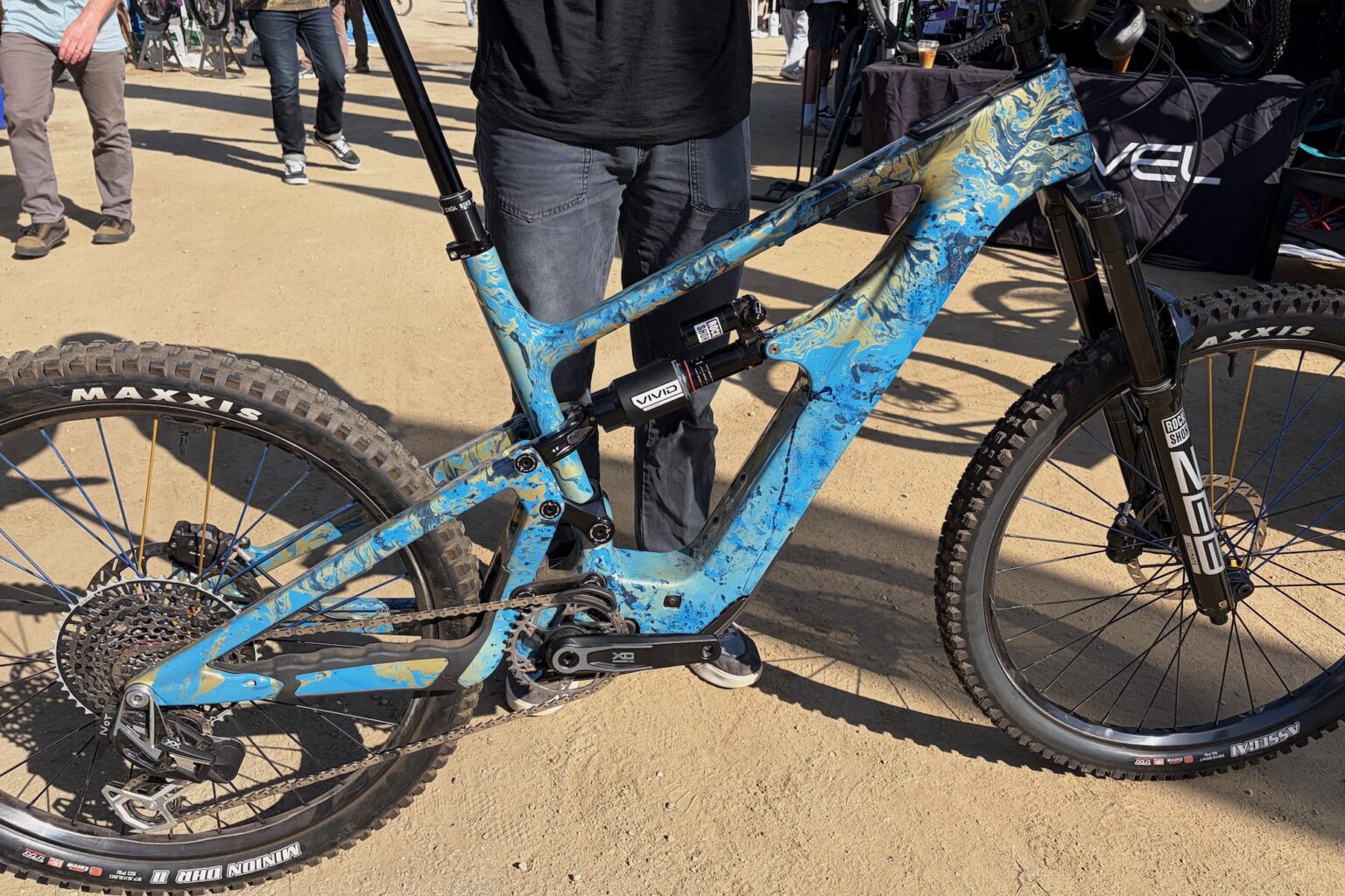 a revel rerun eMTB with a custom dipped paint job. 