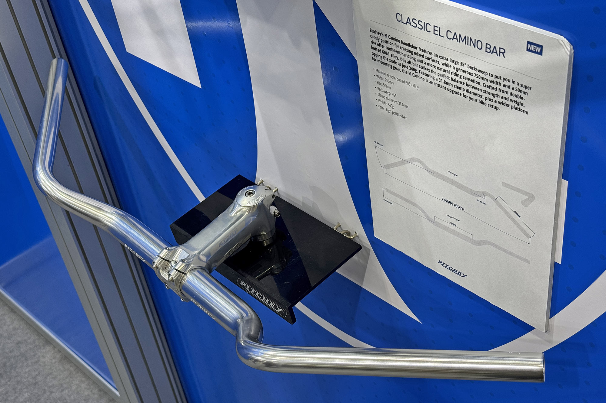 New Ritchey flared-back El Camino flat bar in Classic silver