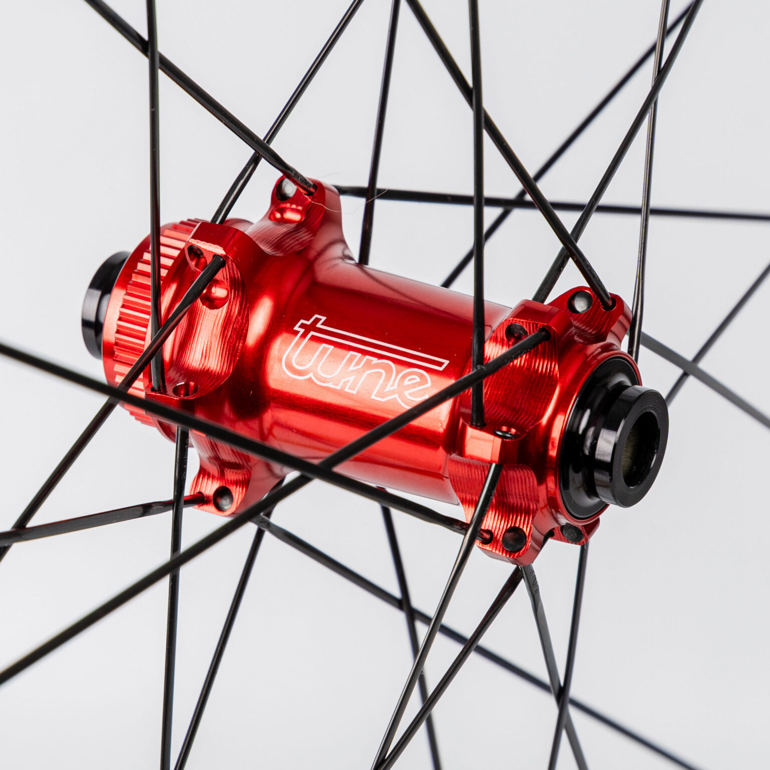 Tune Nano Gravel 45 lightweight all-rounder carbon gravel bike wheels, red hub