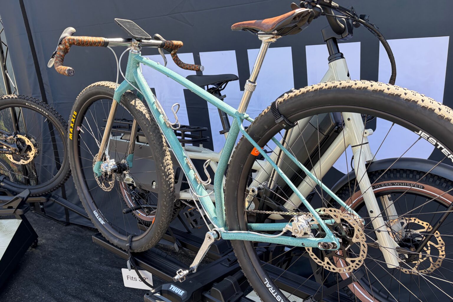 the bitchin gravel bike on a rack