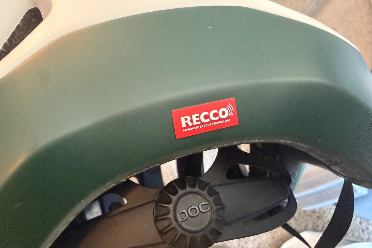 the recco logo on the back of the Poc Cularis mountain bike helmet