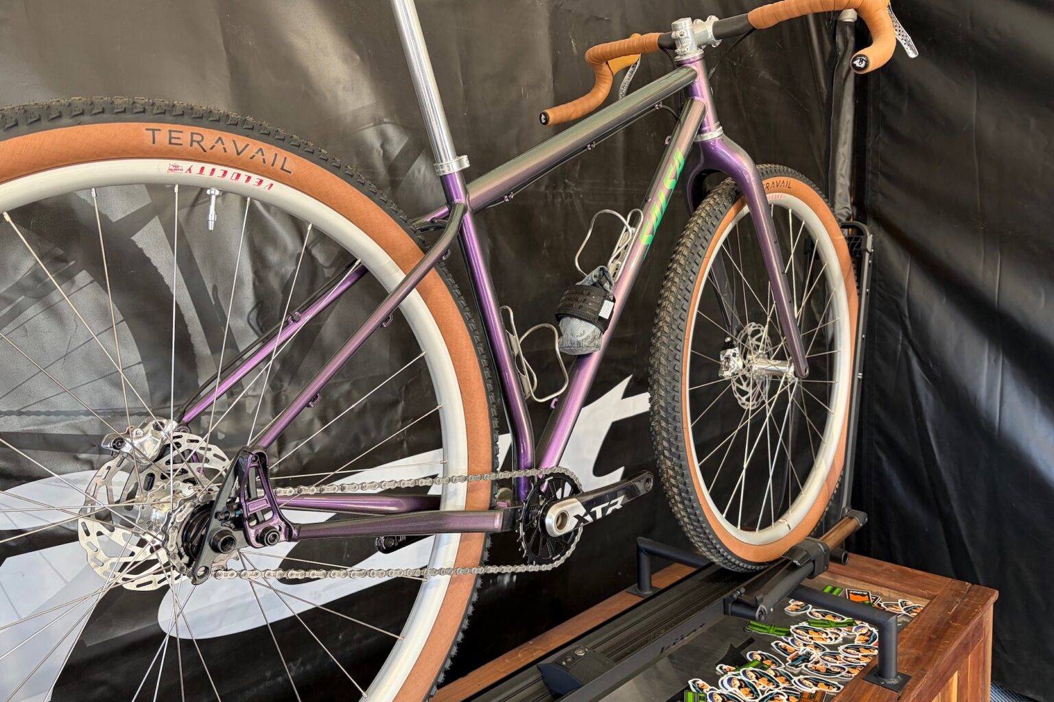 the salsa fargo 32 gravel bike on display in the Kuat booth 
