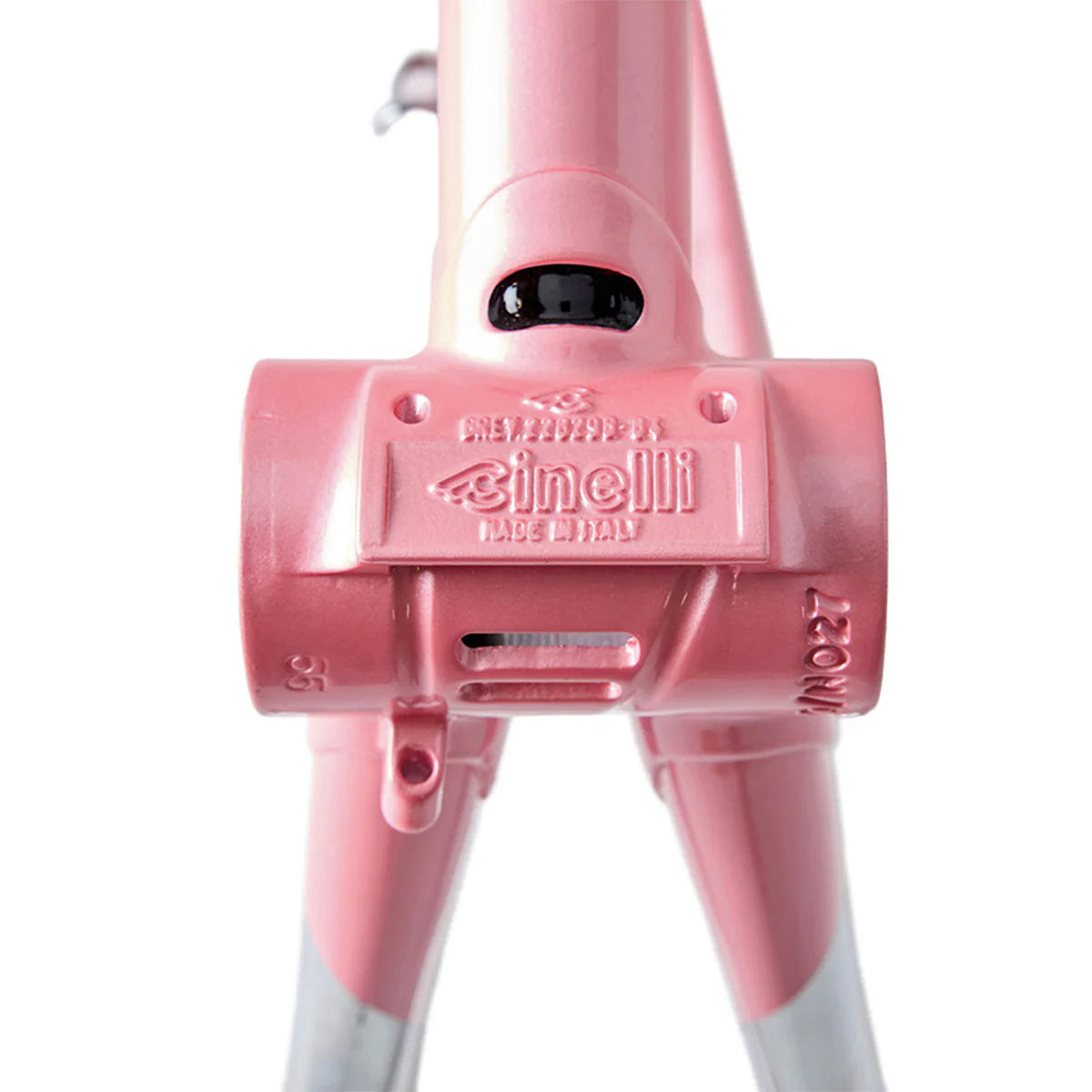 Cinelli Supercorsa lugged steel road bike details: pink BB shell