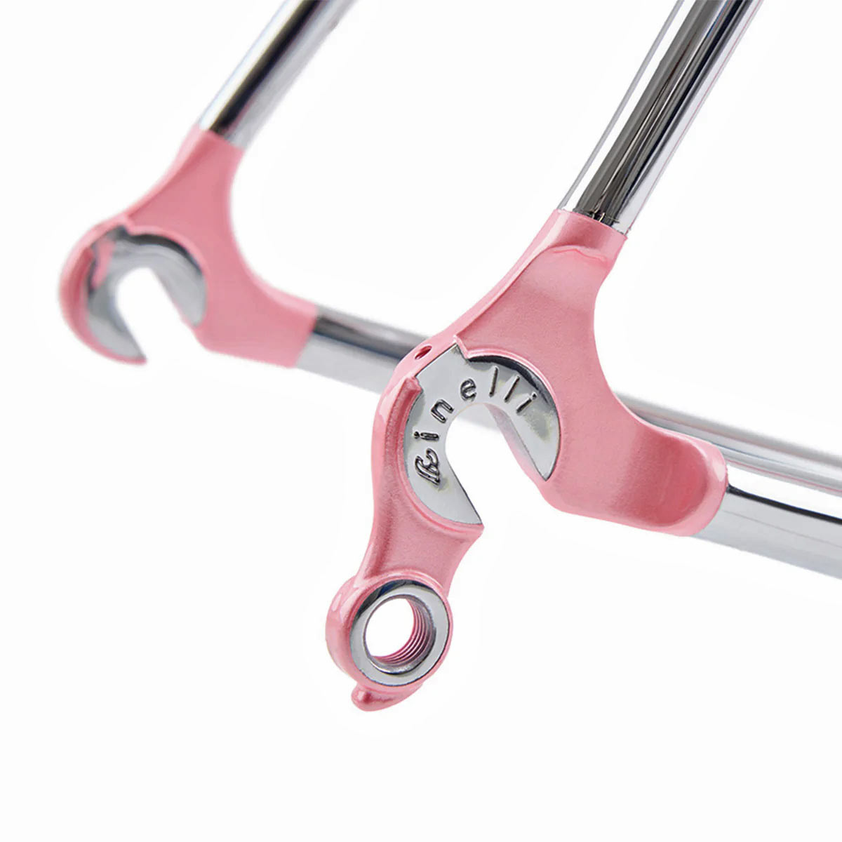 Cinelli Supercorsa lugged steel road bike details: pink chrome dropouts