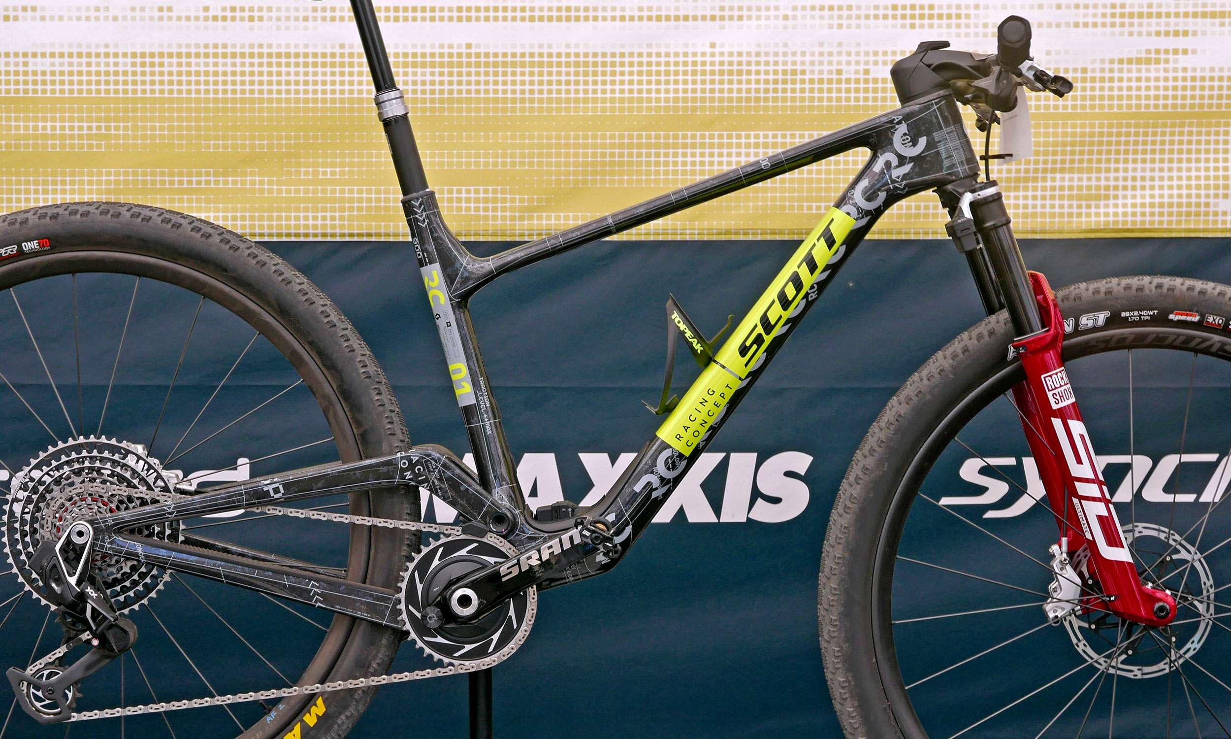 all-new Scott Spark RC prototype XC bike raced at the 2026 Nove Mesto World Cup: frame up close