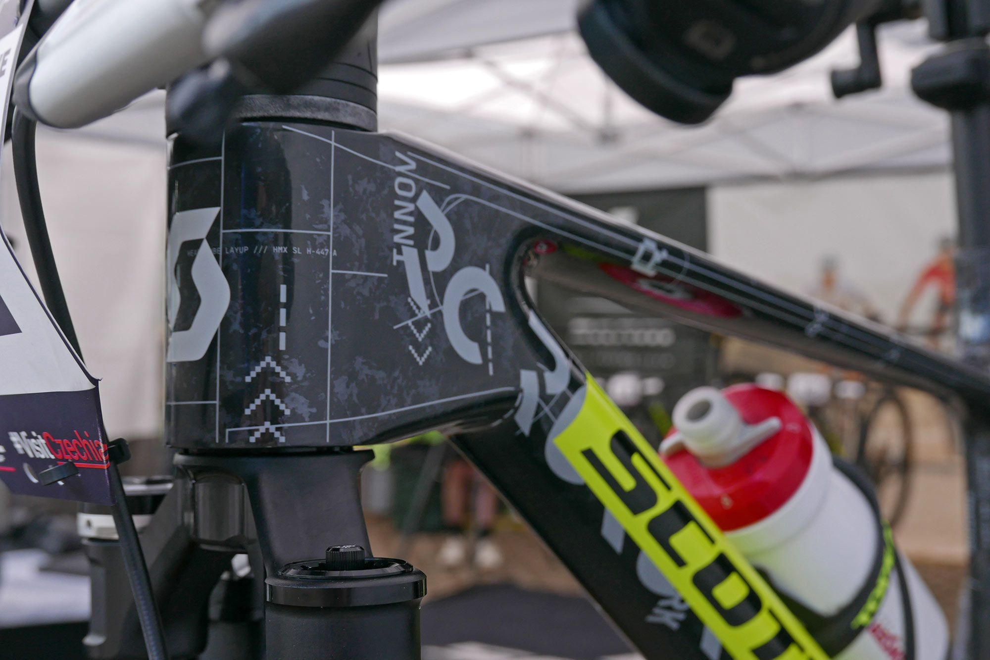 all-new Scott Spark RC prototype XC bike raced at the 2026 Nove Mesto World Cup: headtube detail