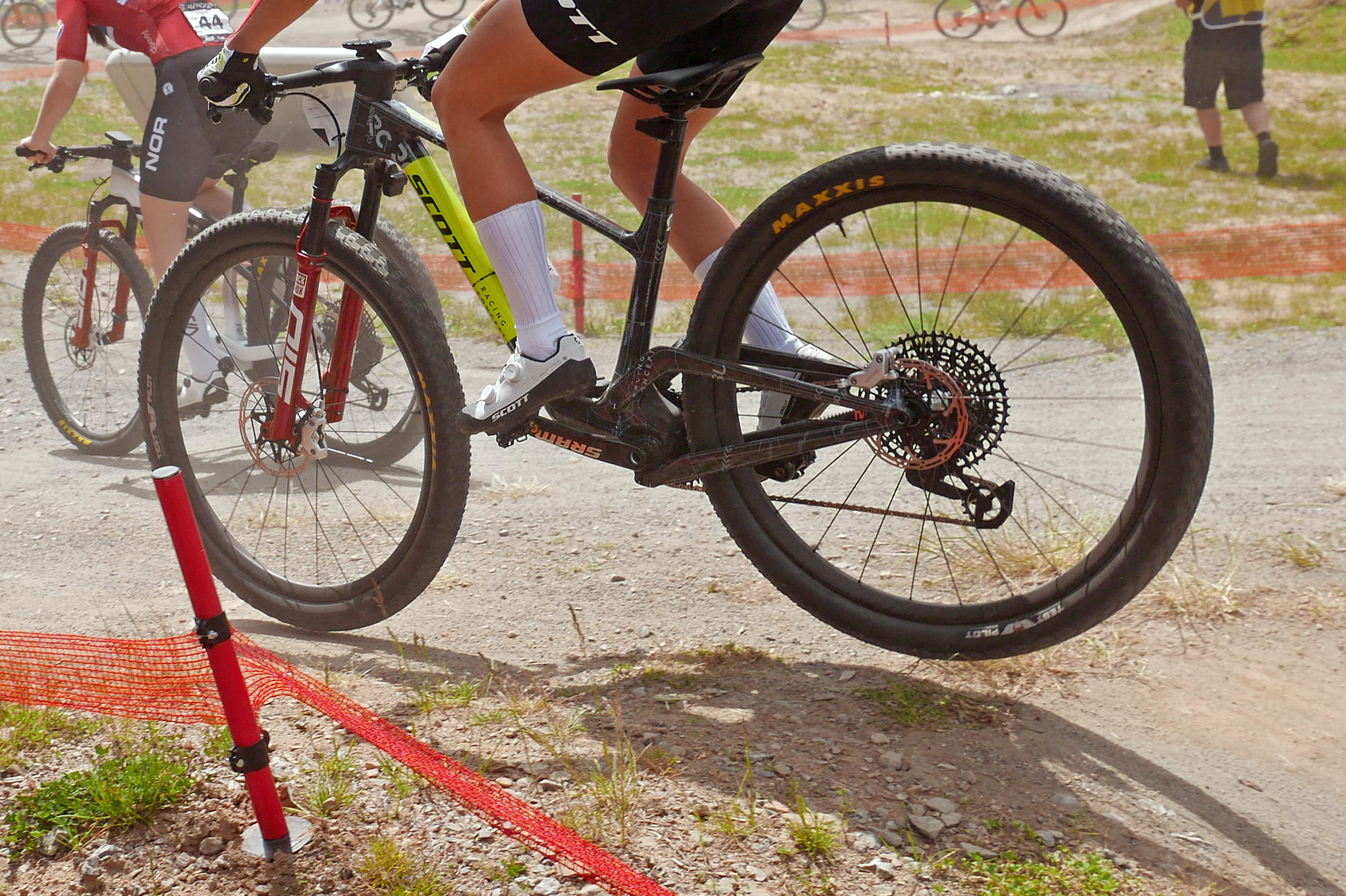 all-new Scott Spark RC prototype XC bike raced at the 2026 Nove Mesto World Cup: a little bit in the air
