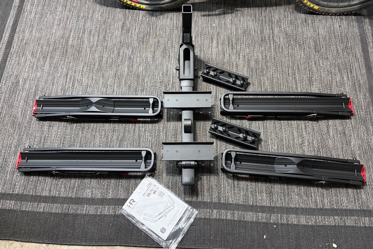 the parts of the CrossTrack rack before assembly.