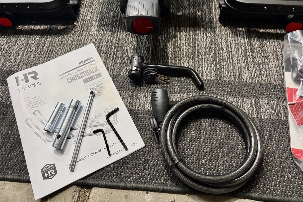 the included hitch pin lock and cable lock with the Hollywood Crosstrack