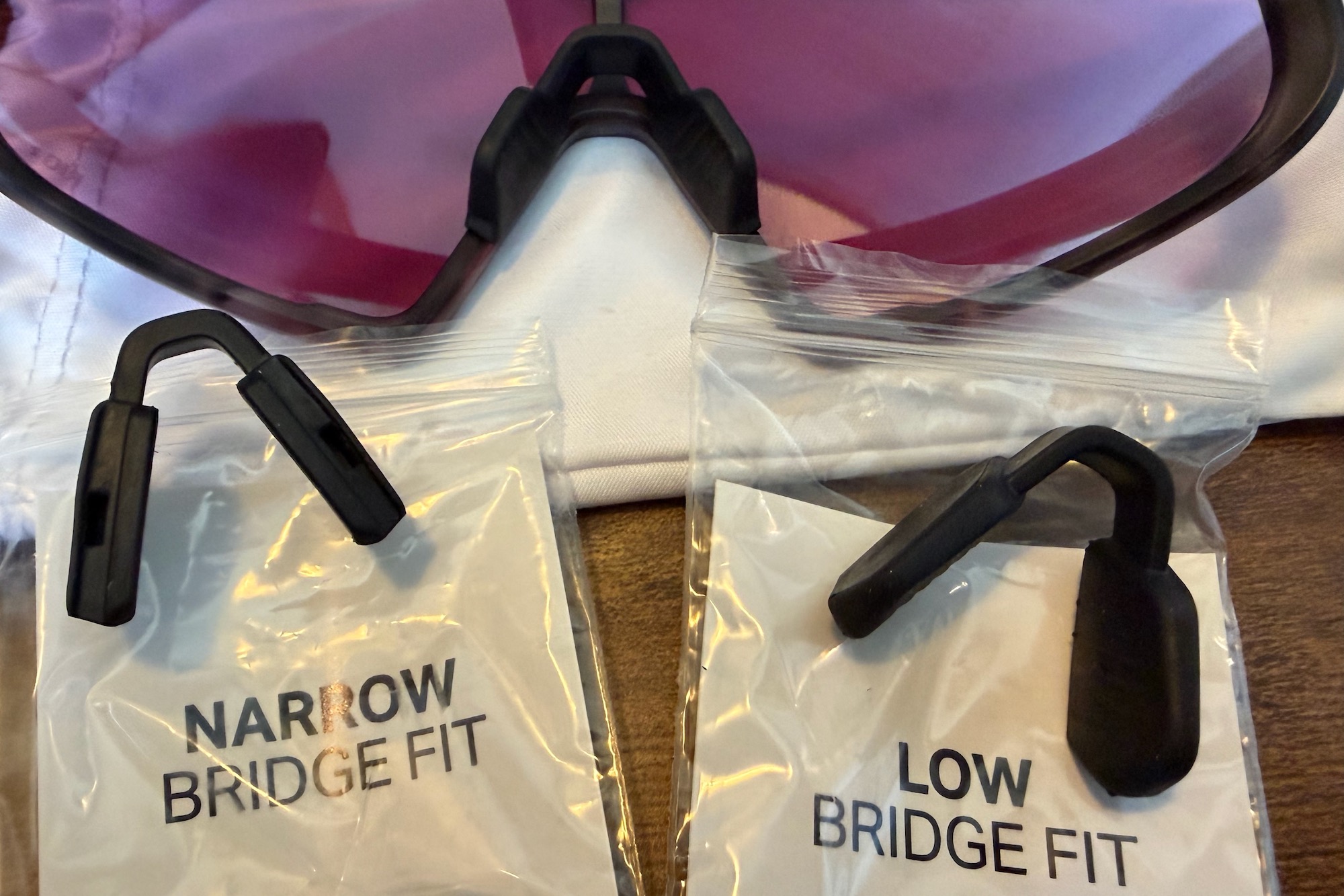 the three nose pieces that come with the Sweet Protection Memento glasses