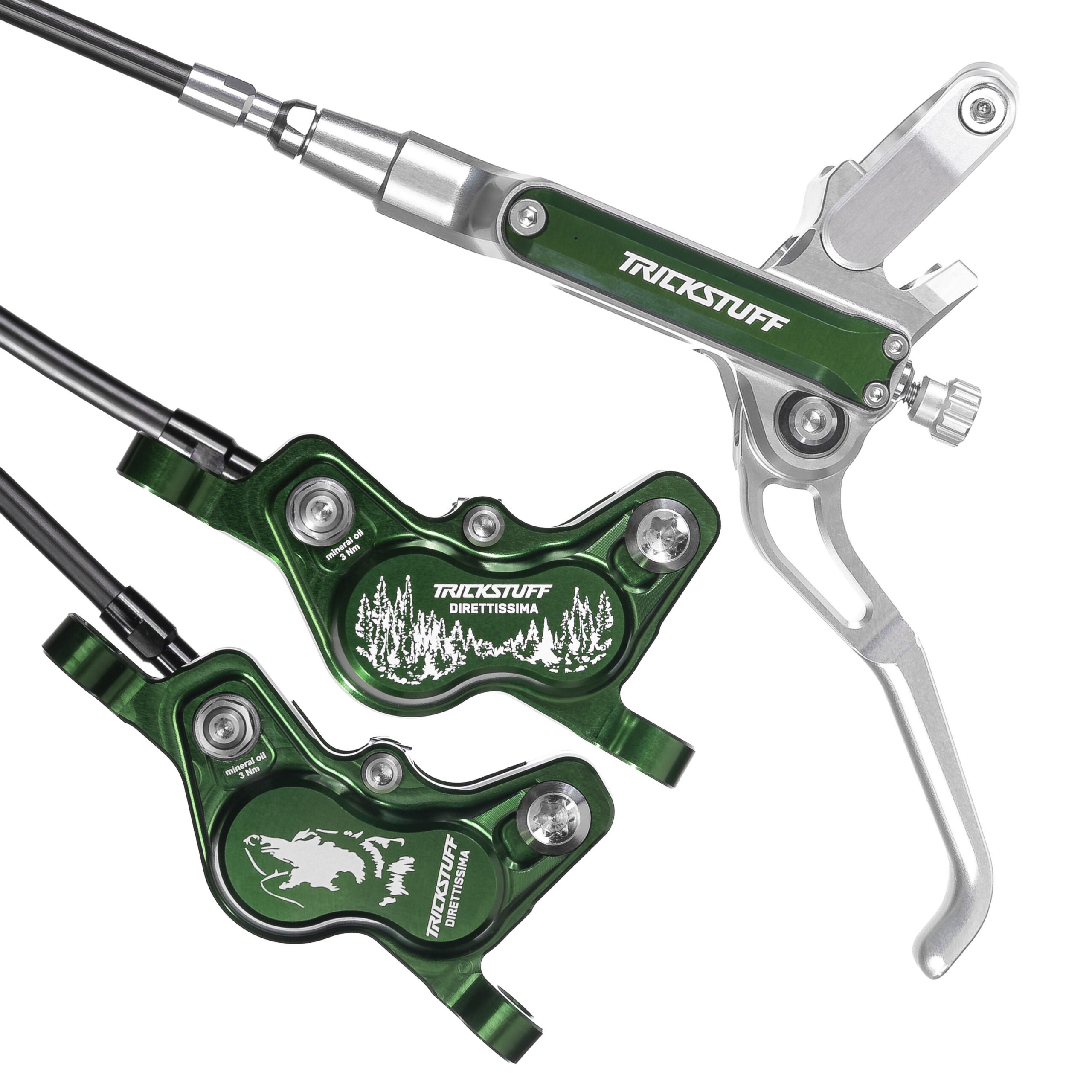 Trickstuff Direttissima Forest Green limited edition special serie mountainbike bremser - studiesæt