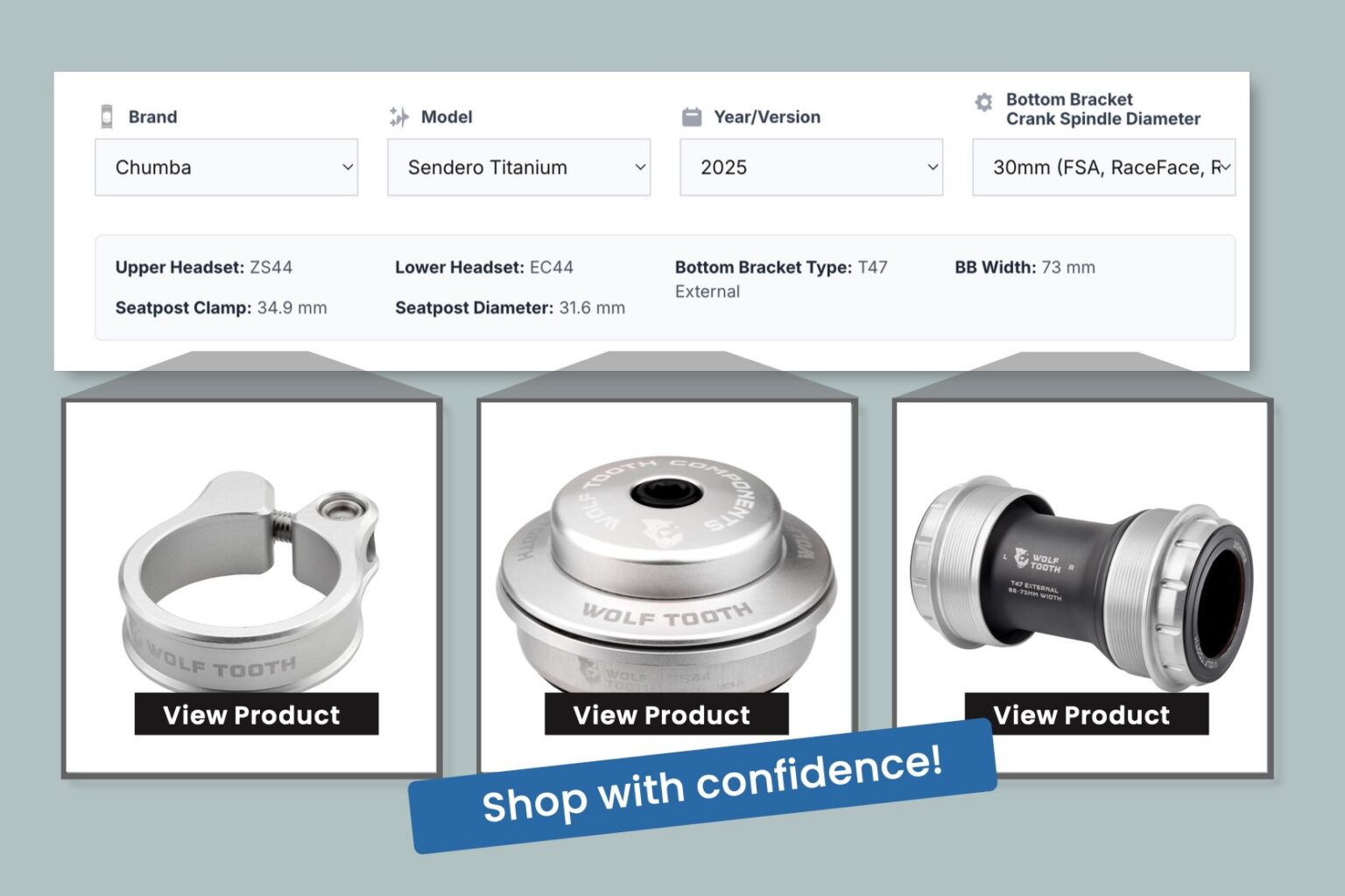 image of the parts finder from the wolf tooth marketing email