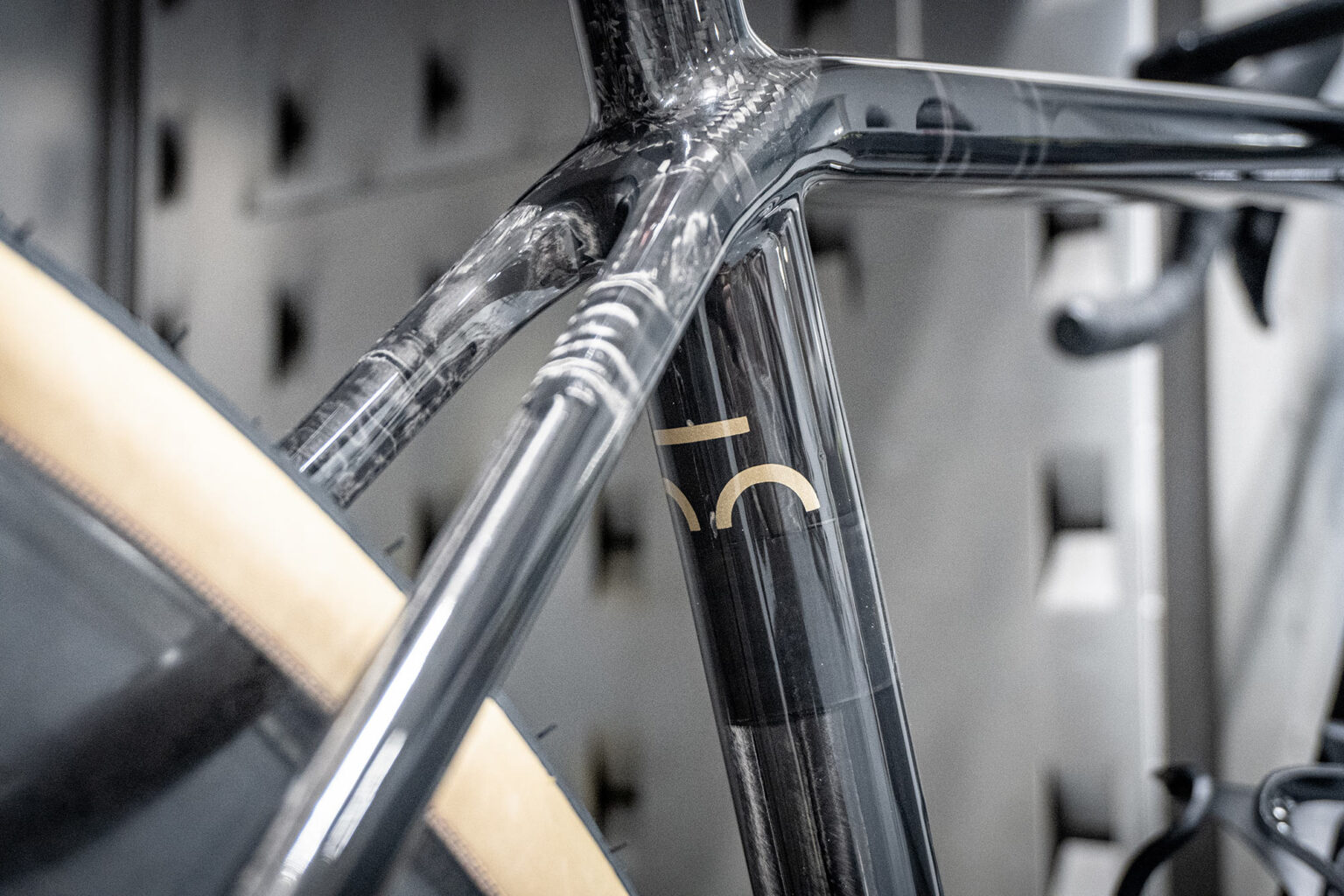 closeup details or bridge bike works surveyor all-road bike seatstay cluster.