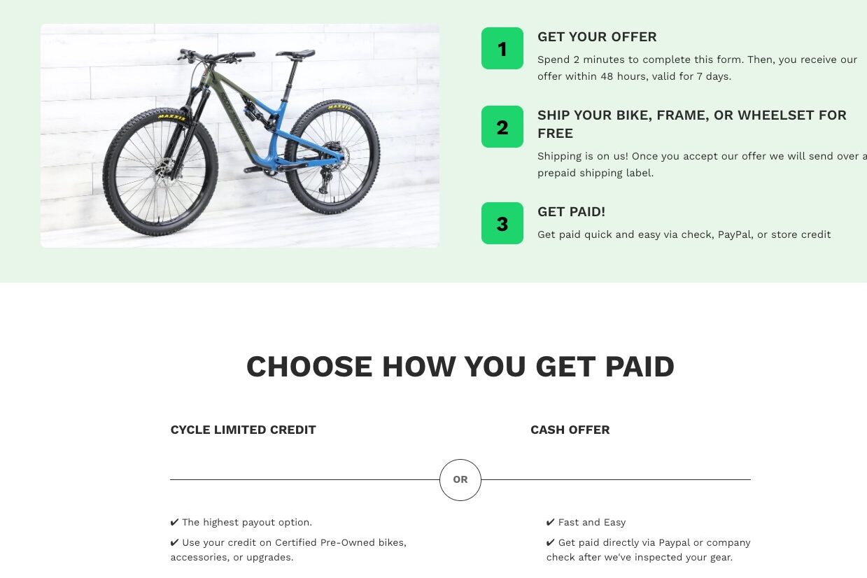 screenshot of the how it works page on the cycle limited website