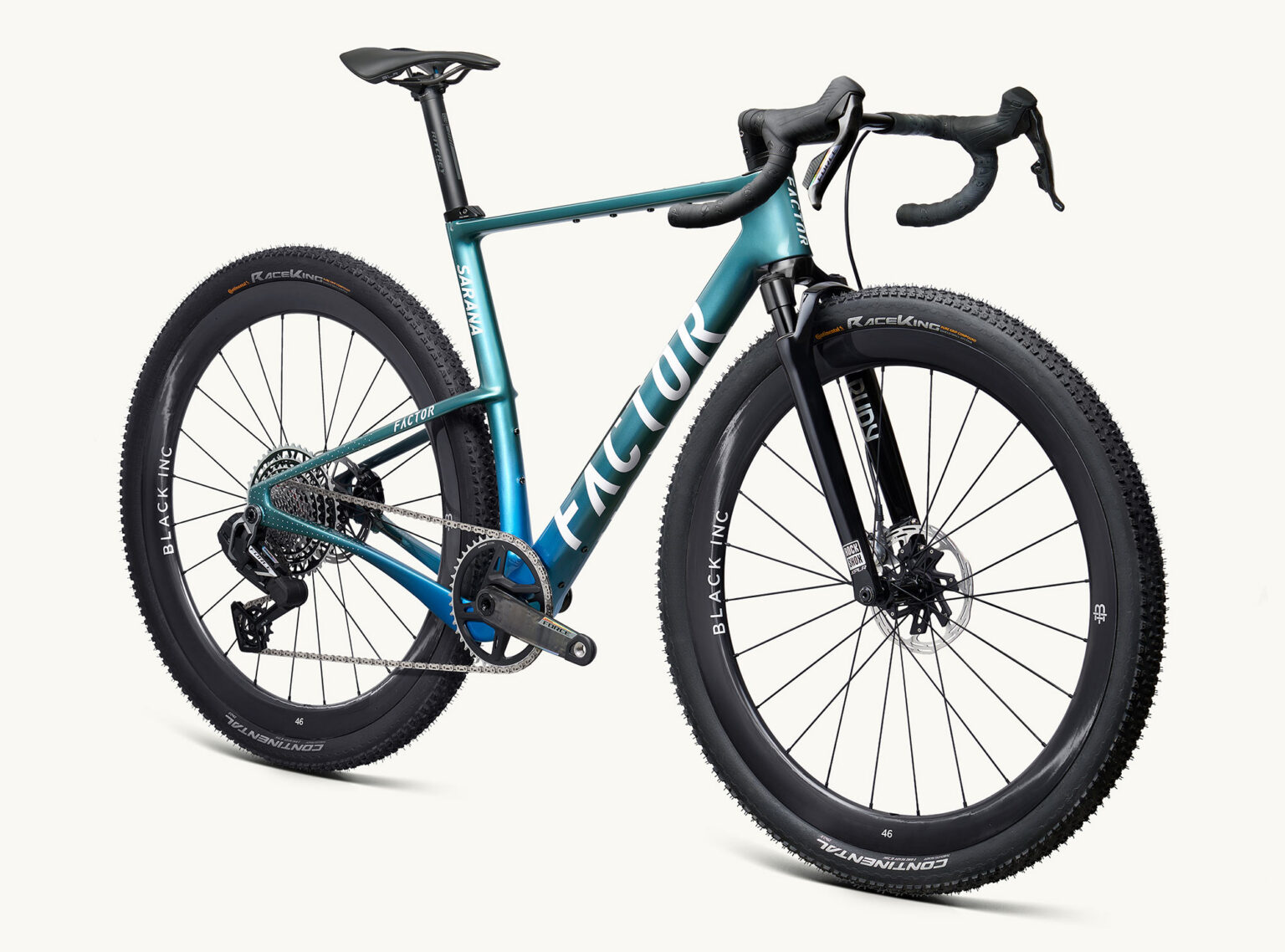 front angle view of factor sarana gravel bike.
